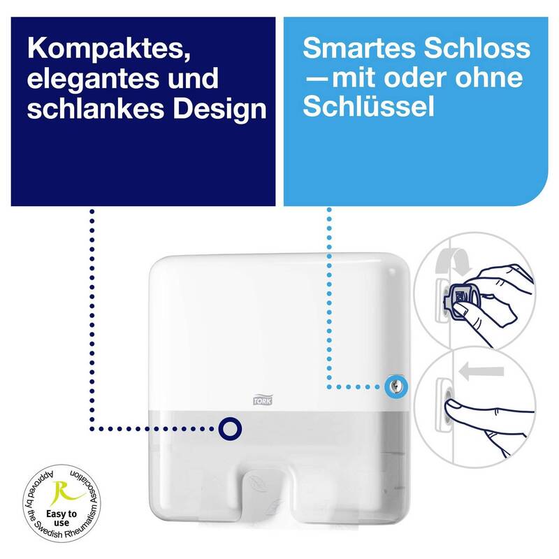 Tork Papierhandtuchspender Xpress Mini H2 Hygienespender weiß 302x295mm 1 Stück - 7322540349184