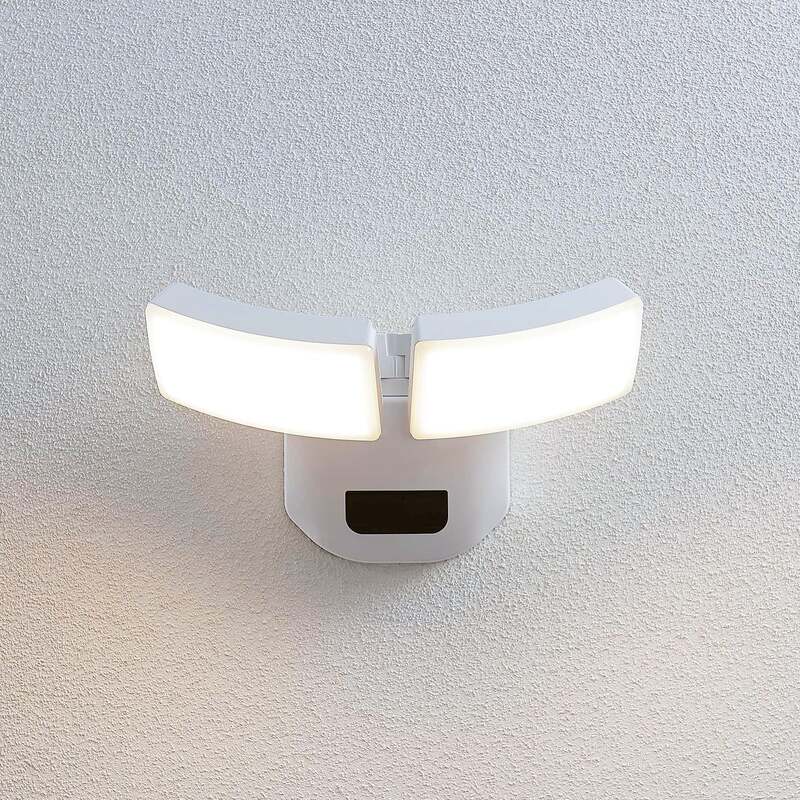 Lindby Außenwandleuchte Nikias LED Gartenlampe mit Bewegungsmelder weiß 30cm - 4251096561487