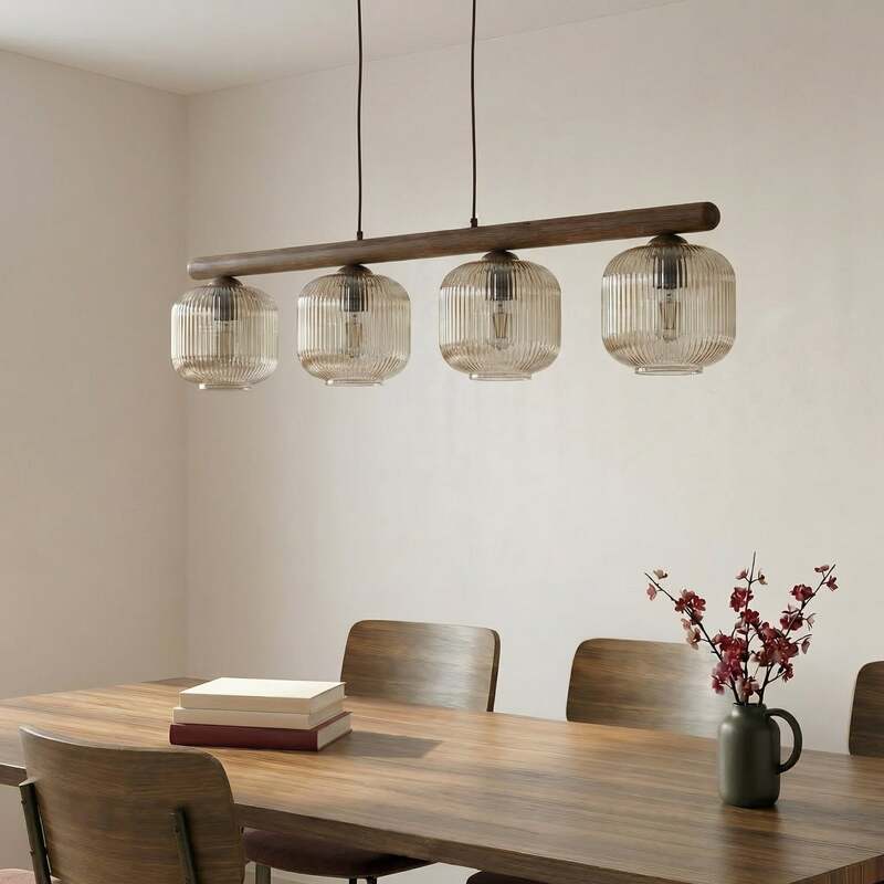 TK Lighting Pendelleuchte Hängeleuchte Salvia LED Lampe dimmbar braun 95x15cm - 5906135110704