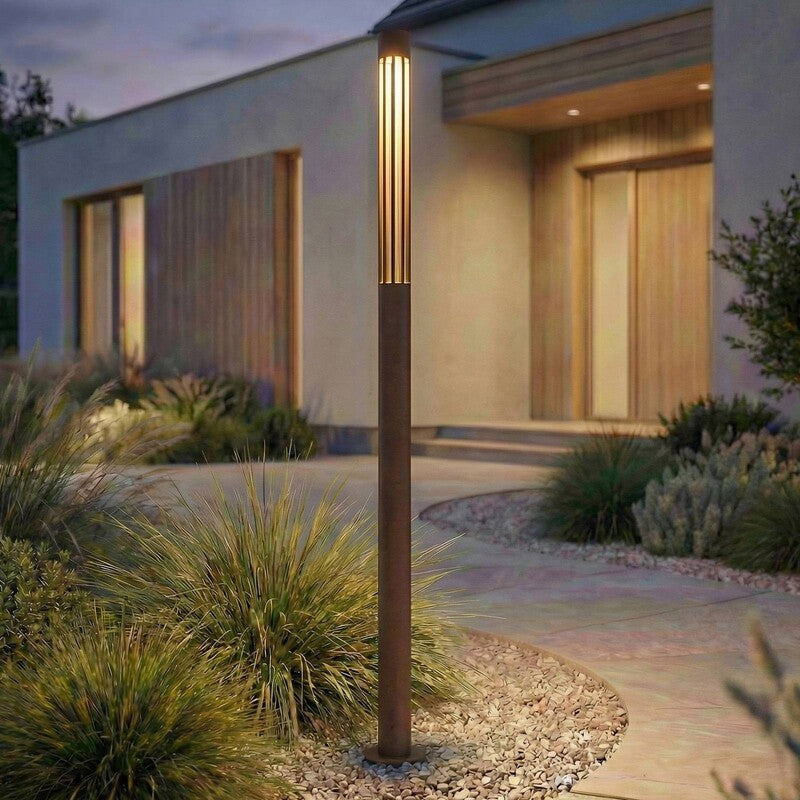 Lindby Wegeleuchte Gartenleuchte Fjorya LED Pollerleuchte braun IP65 90cm - 4255830909535
