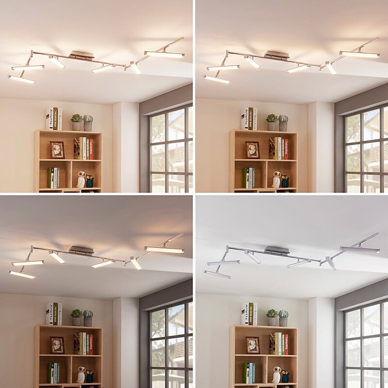 Lindby Deckenleuchte Deckenlampe LED Pilou dimmbar chrom sechsflammig modern - 4251096546897