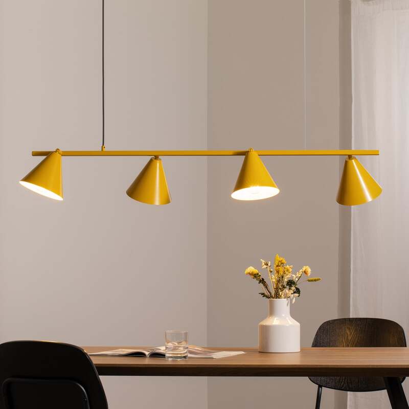 ALDEX Hängeleuchte Form 4 gelb 4-flammig dimmbar Metall E27 120 cm - 5904798657345