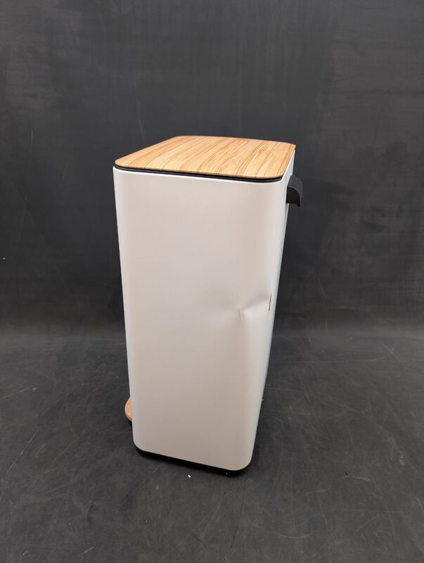 HJH OFFICE CLEAN NATURA Mülleimer Metall Creme/Walnuss 36x62 cm stabil - 4064323107323