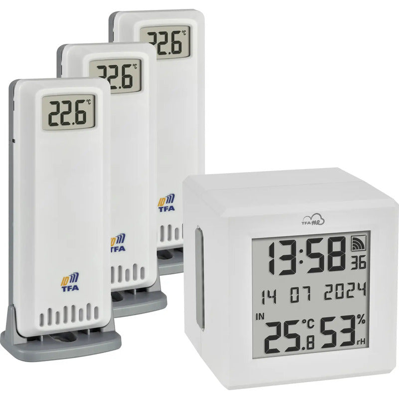 TFA Dostmann Funk-Thermo-Hygrometer Starter Set ID-01 Weiß 3 Sender - 4009816044846