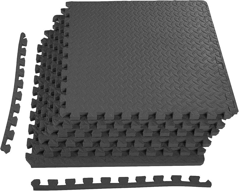 BalanceFrom Puzzle-Fitnessmatte Set 6 Matten Schwarz 3/4" Stärke rutschfest - 0856271007480