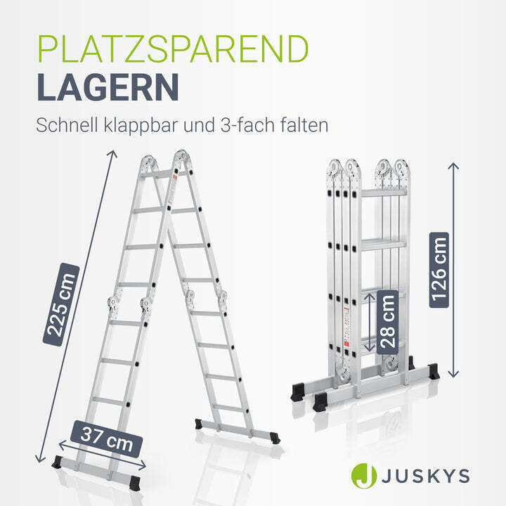 Aluminium Multifunktionsleiter 4 klappbare Elemente 150kg 6 Gelenke 16 Stufen - 4260304768266