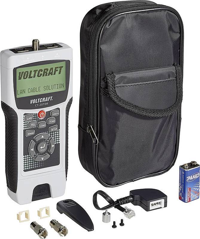Voltcraft CT-20TDR Kabeltester geschirmte/ungeschirmte Kabel CAT3/4/5/5E/6 Coax - 4016138784084