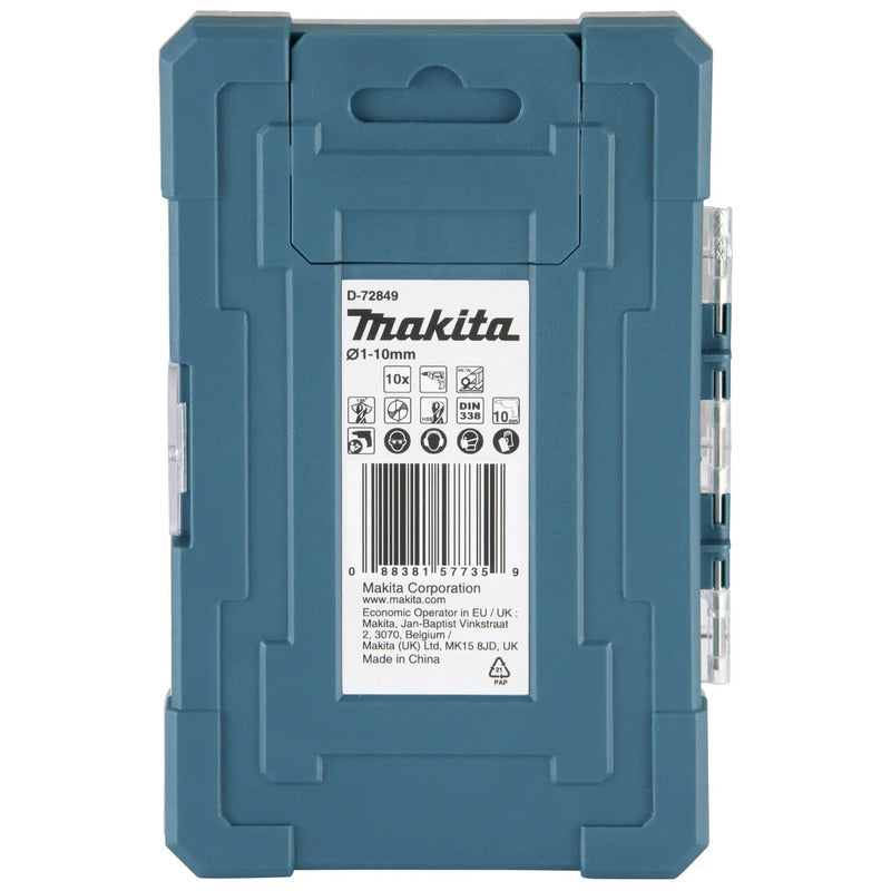 Makita Spiralbohrer Bohrer-Set 10-teilig 1-10mm Metall Bohrer Werkzeug Set Satz - 0088381577359