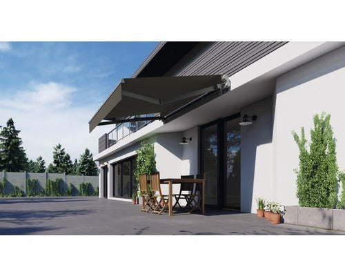 Gelenkarmmarkise 3,5x2,5m Grau Polyester UV-beständig für Balkon Terrasse - 4306517445775