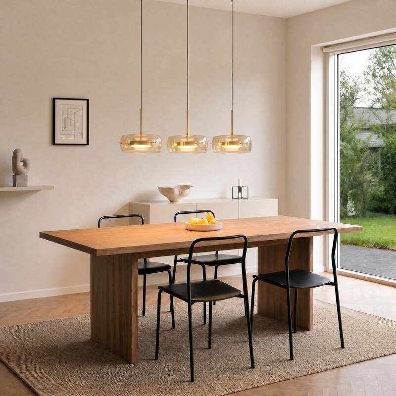 Lucande Hängeleuchte Martis LED Pendelleuchte dimmbar amber schwarz 3-flg - 4255830902734