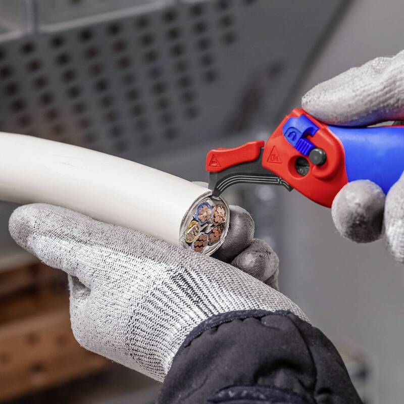 Knipex Abmantelungsmesser mit Gleitschuh und Ratschenfunktion Rundkabel 7 mm - 4003773089902