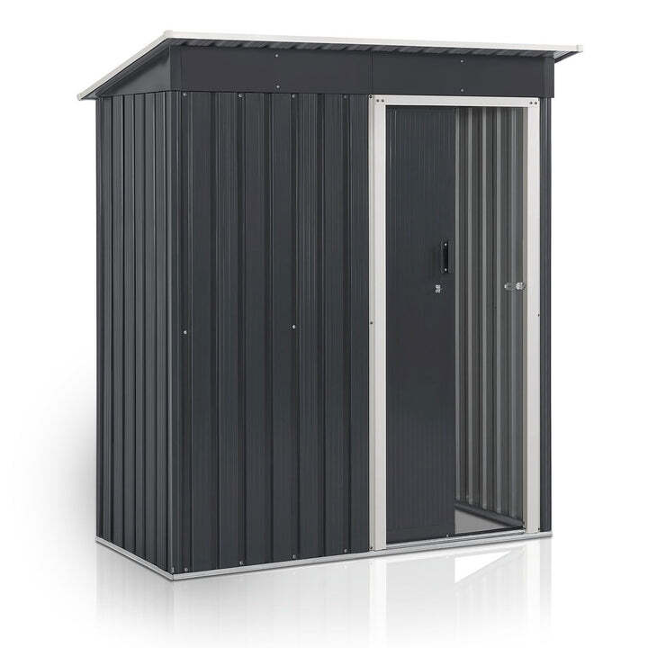 Gerätehaus Metall Geräteschuppen Anthrazit mit Fundamentrahmen 164x88x182cm - 4260565526117
