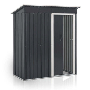 B-Ware Gerätehaus Metall Geräteschuppen Anthrazit mit Fundamentrahmen 164x88x182cm