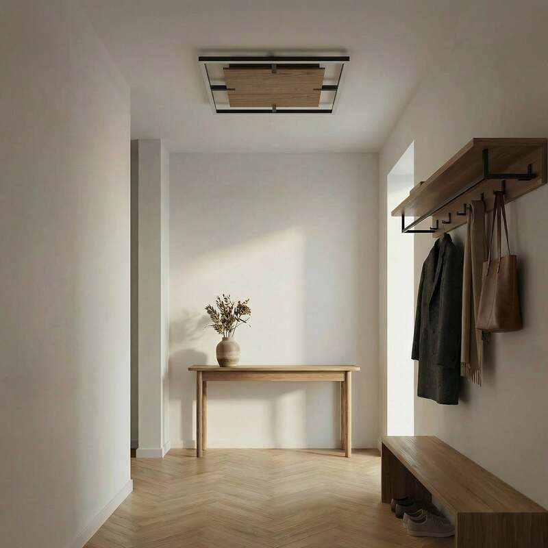 Lucande Deckenleuchte Vectra LED Lampe dimmbar Holz schwarz 50x50cm 3000K - 4255830910982