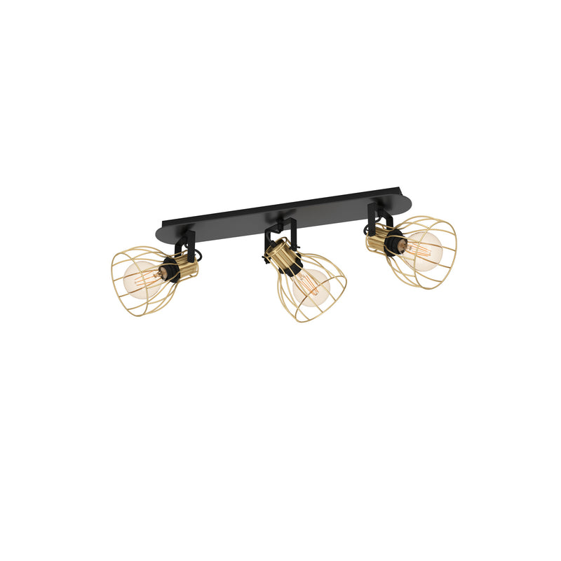 EGLO Deckenlampe 3-flammig Sambatello LED Lampe dimmbar schwarz/gold 70x15cm - 9008606243655