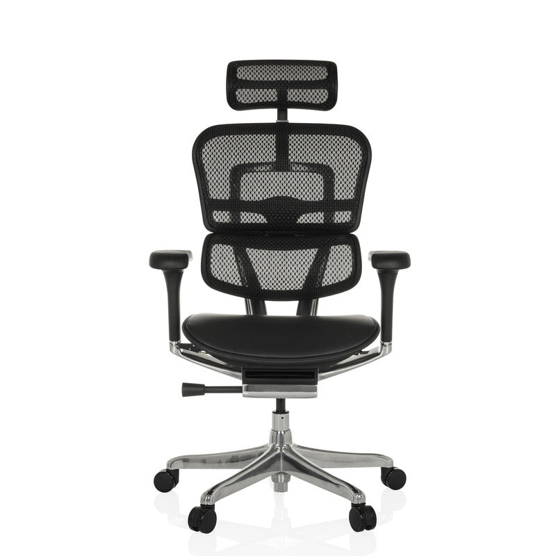 hjh OFFICE ERGOHUMAN GEN2 Chefsessel Leder Netz schwarz ergonomisch 150kg - 4064323037699