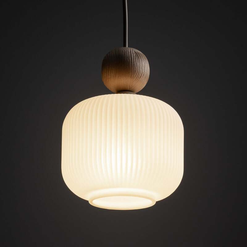 Pendelleuchte Ballo Hängelampe LED dimmbar 1-flammig weiß Ø15cm E14 Glas Holz - 5906135110490