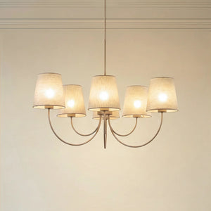 B-Ware Kronleuchter Candi Hängeleuchte 6-flammig LED dimmbar beige/sand Ø85cm 110cm