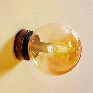B-Ware Wandleuchte Glassy schwarz amber Glas E14 Ø 14 cm Wandlampe Lampe Leuchte Spot