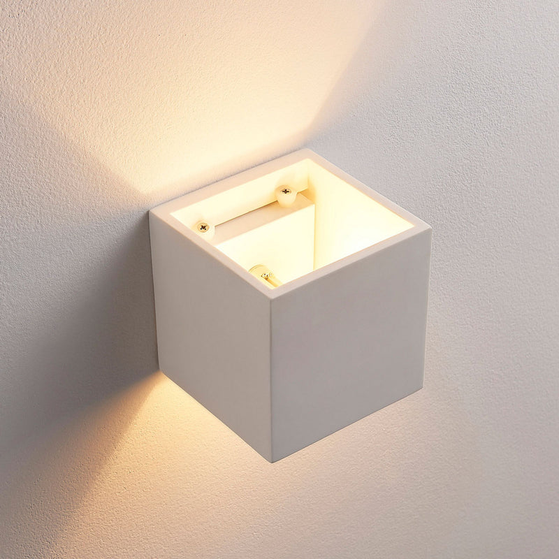 Lindby Wandleuchte Kay LED Wandlampe dimmbar Gips weiß 11,5x11,5cm IP20 - 4251096535693
