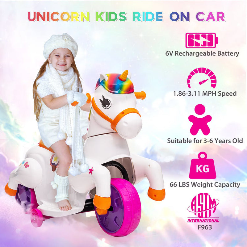 Sandinrayli Kinderfahrzeug Kinderauto Elektrofahrzeug Einhorn Kunststoff Musik - 6974129112194
