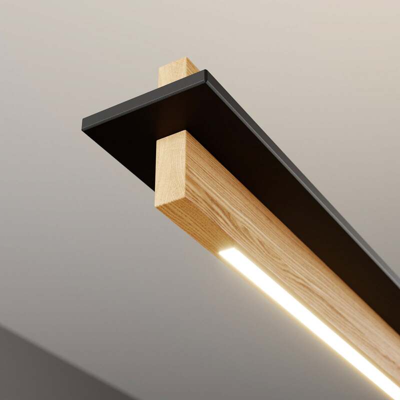 quitani Pendelleuchte Hängeleuchte Lexa LED dimmbar eiche schwarz 118cm - 4251096570458