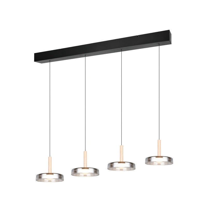 Trio Lighting Pendelleuchte Hängelampe LED Glas Holz chrom dimmbar 115 cm802 - 4017807616903