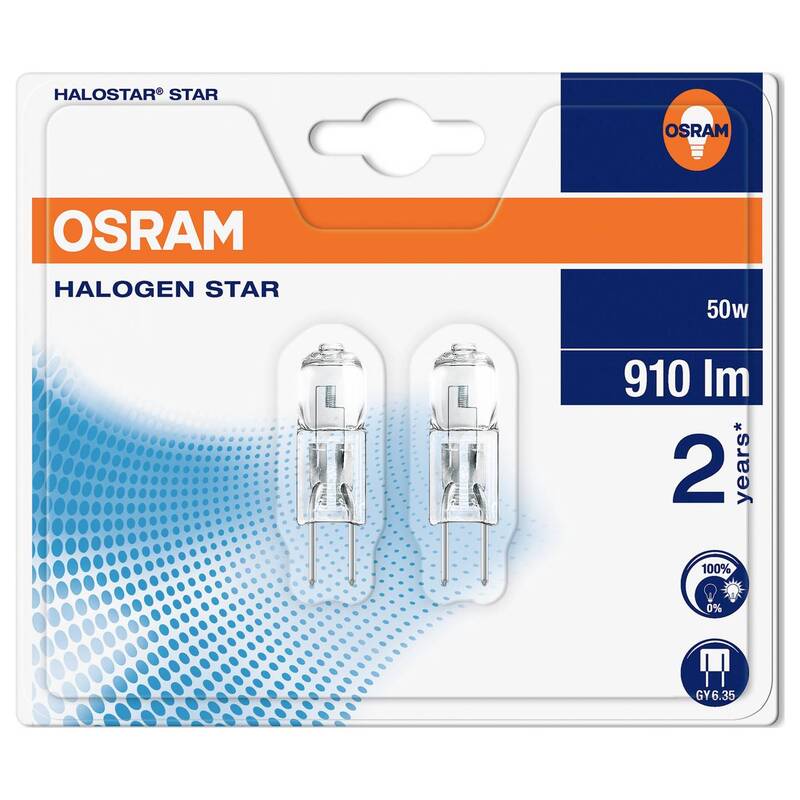 OSRAM Halogenlampe GY6.35 50W dimmbar warmweiß 2er Set 910lm Lebensdauer 2000h - 4008321202161