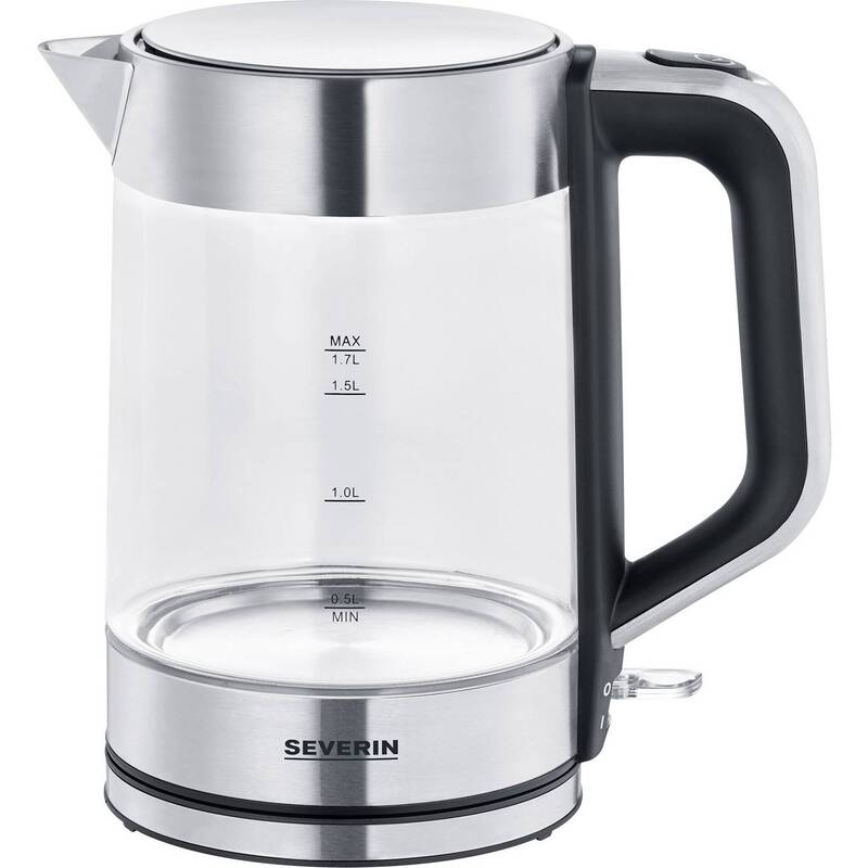 Severin Wasserkocher Teekocher Glas Edelstahl schwarz 2200W 1,7l kabelgebunden - 4008146033896