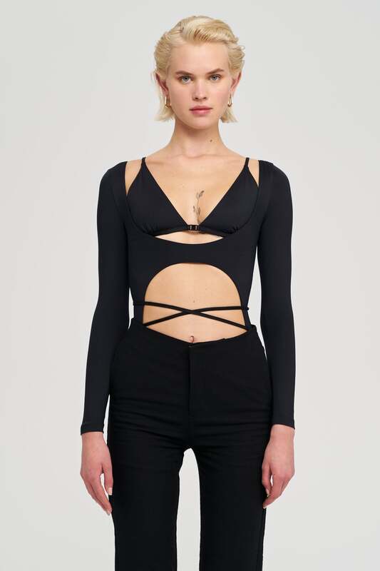 IAMNOTBASIC Judith Bodysuit Einteiler Body Schwarz Größe XS Damenmode - 8682521044828
