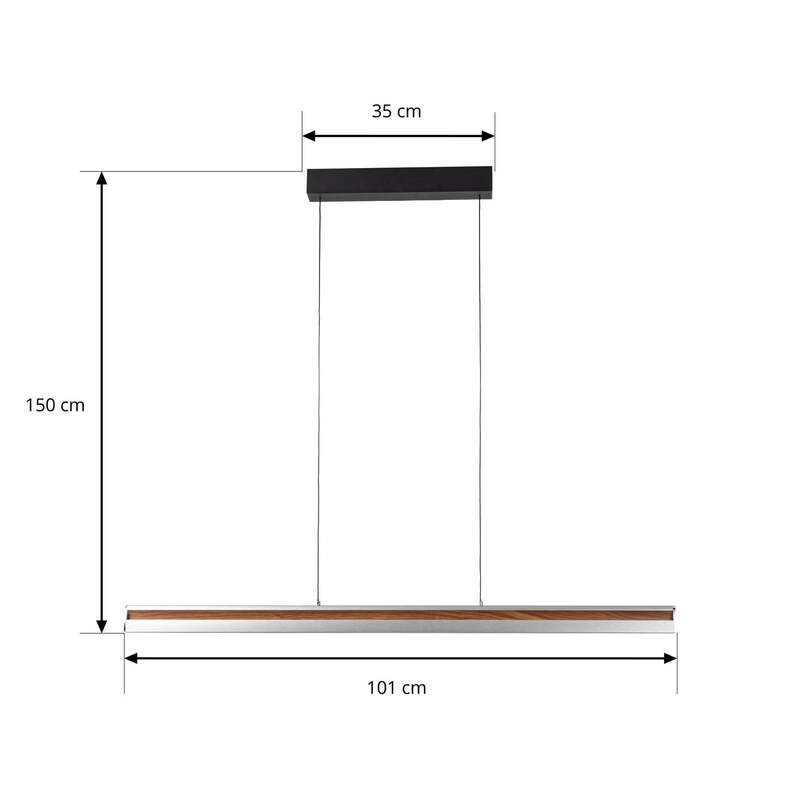 Lucande Hängeleuchte Pendelleuchte Lutana LED dimmbar rosegold Holz 101cm - 4255830903274