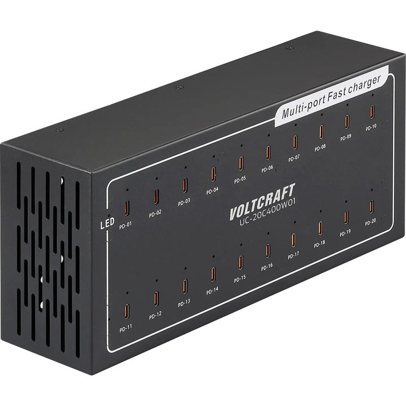 VOLTCRAFT UC-20C400W01 USB Ladegerät 400W 20x USB-C für iPhone iPad Android - 4064161390833
