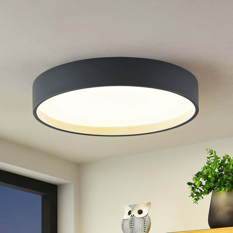Lindby Deckenleuchte Deckenlampe LED Rund Todor anthrazit Holz Wohnzimmer Flur - 4251911743098