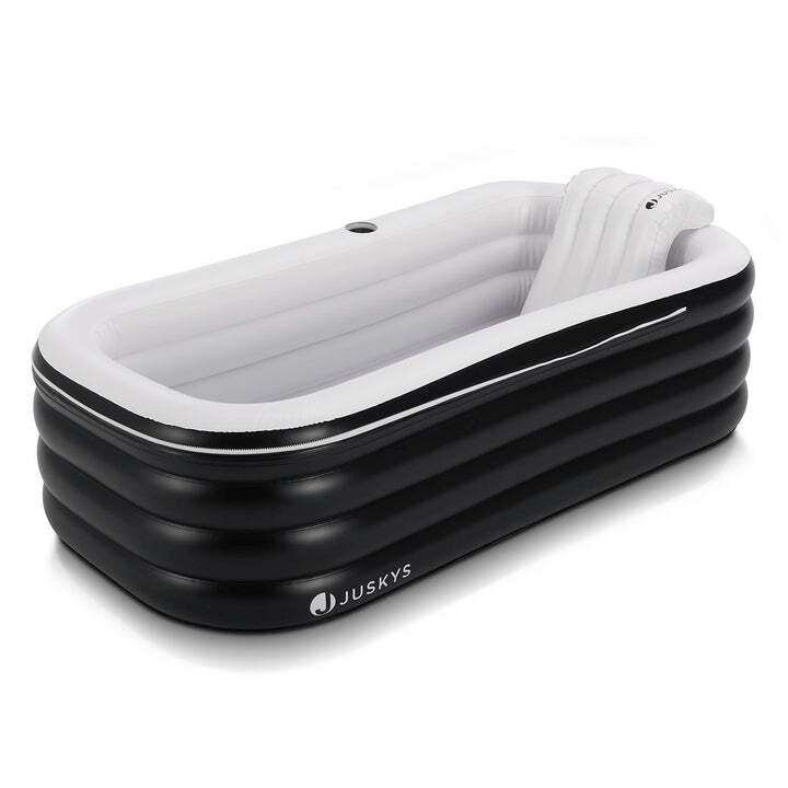 Aufblasbare mobile Badewanne mit Luftpumpe Abdeckung Rückenlehne 170x87x50 cm - 4262437183336