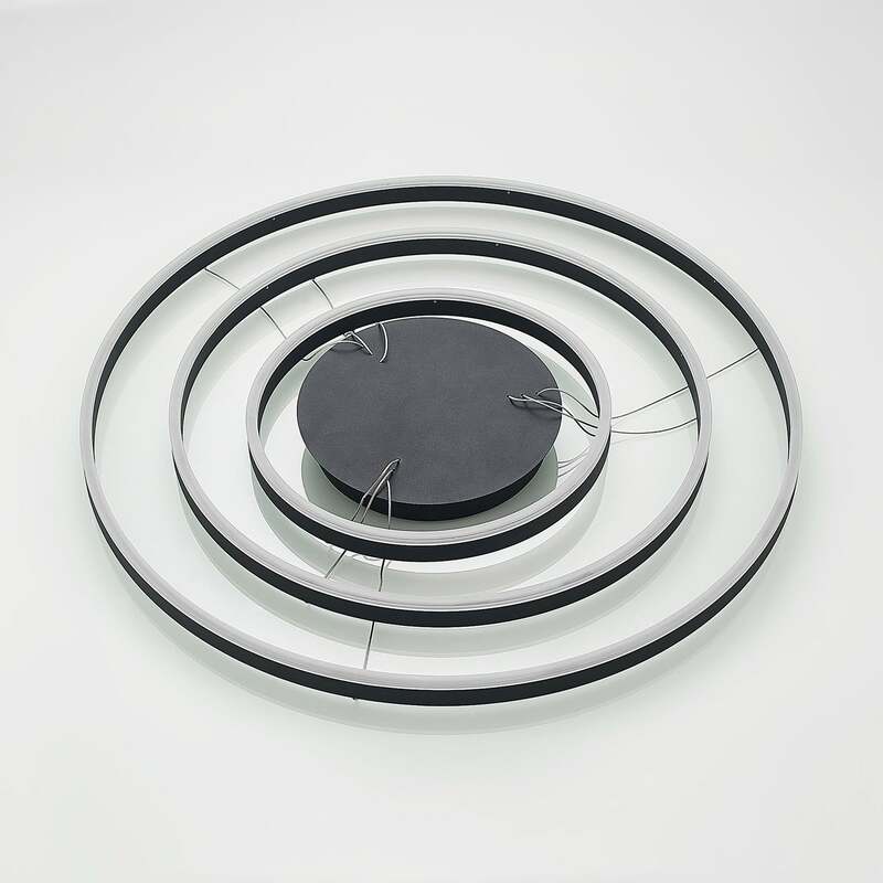 Arcchio Hängeleuchte Albiona LED Pendelleuchte dimmbar schwarz 3 Ringe Ø 80 cm - 4251096597691