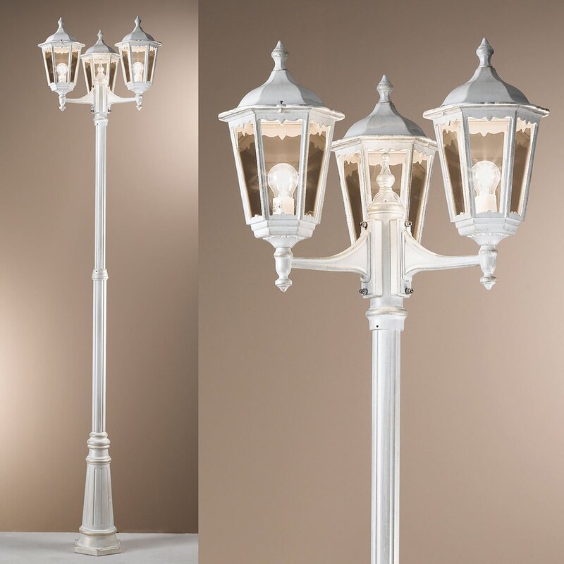 ORION Puchberg Mastleuchte Außenlampe Gartenbeleuchtung 3-flg 255 cm weiß-gold - 9003090174263