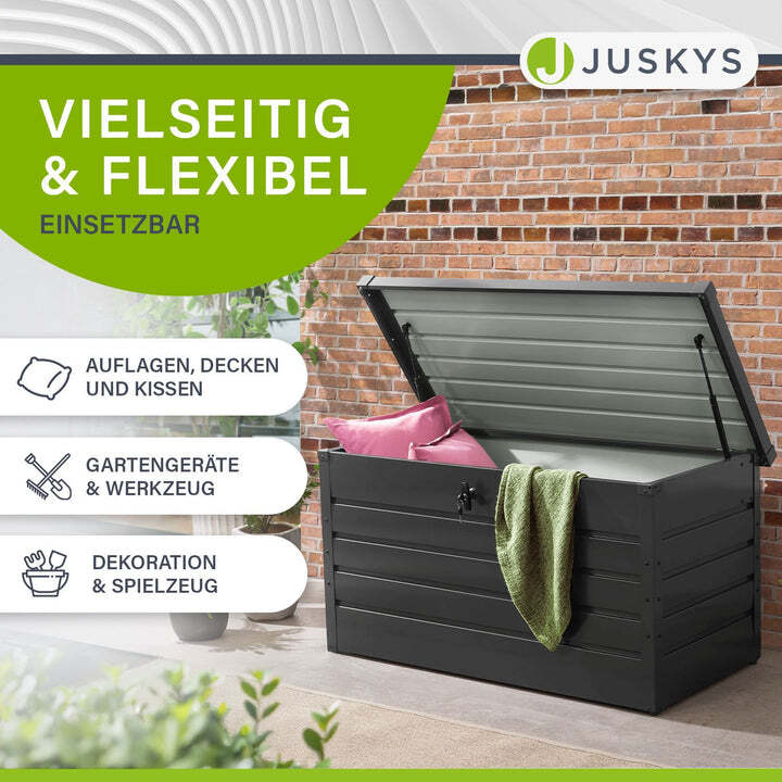 Metall Auflagenbox Limani wasserdichte Gartenbox 380 L rostfrei anthrazit - 4260565529101