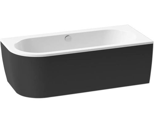 form&style Badewannen Set Wanne Eckbadewanne Sansibar Acryl Weiß Schwarz 80x882 - 4306516023806