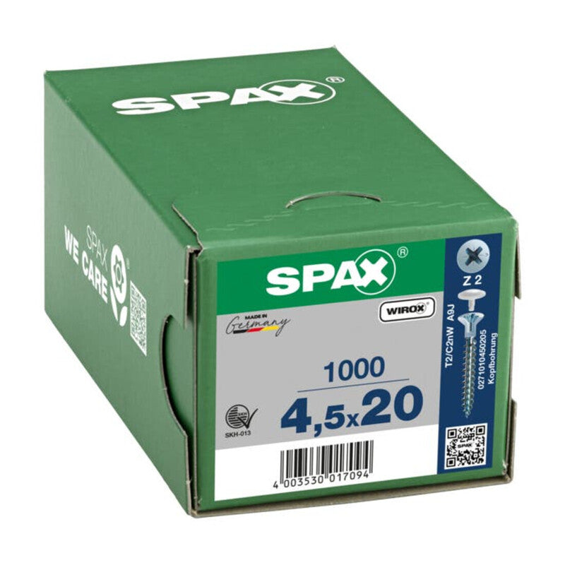 SPAX Universalschraube Holz Senkkopf Kreuzschlitz Z 4,5x20mm WIROX A3J 1000 St. - 4003530017094