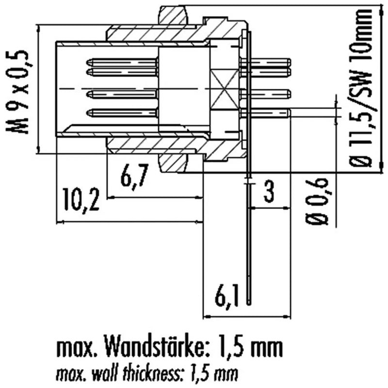 Binder Rundstecker Flanschstecker 09-0097-00-05 5-polig IP40 1 St. Verbinder - 2050000422232