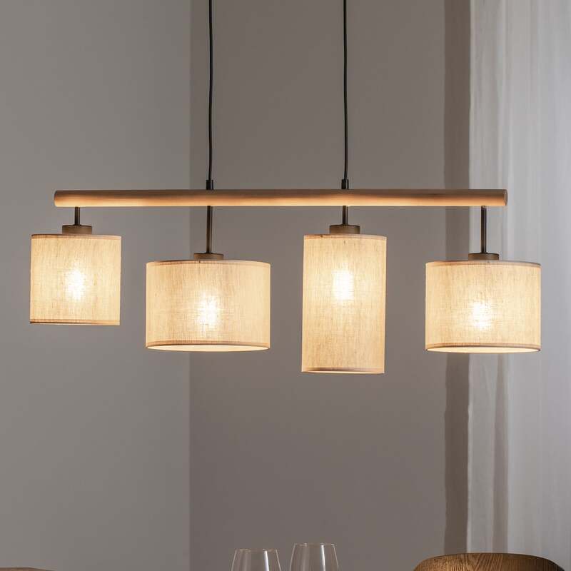 TK Lighting Hängeleuchte Deva Nature LED Pendelleuchte dimmbar beige 96x22cm - 5901780561086