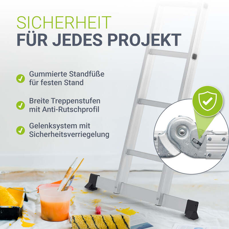 Aluminium Multifunktionsleiter 4 klappbare Elemente 150kg 6 Gelenke 16 Stufen - 4260304768266