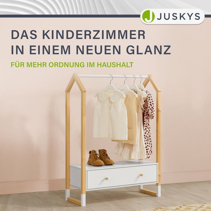 Kinder Kleiderständer Filla Offene Garderobe mit Schublade und Ablage - 4260565529637