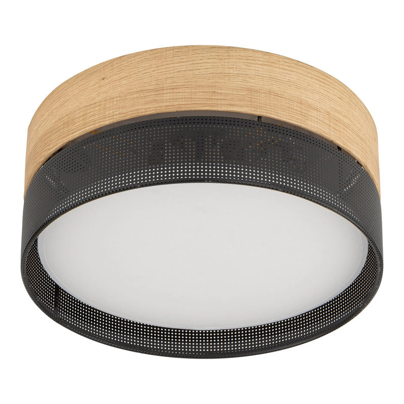 Deckenleuchte Nicol Lampe Schwarz Holzoptik E27 LED 4-flammig Ø 50 cm Leuchte - 5901780548001