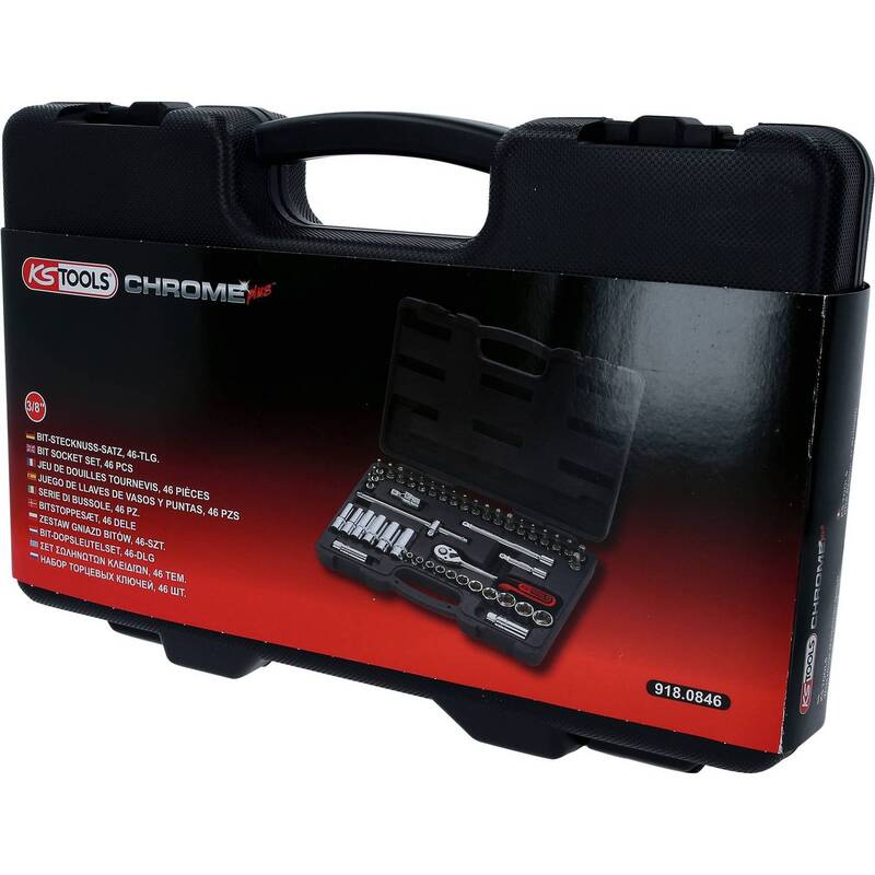 KS Tools Steckschlüsselsatz 3/8'' 46-teilig Chrom-Vanadium FlankTraction Set - 4042146100226