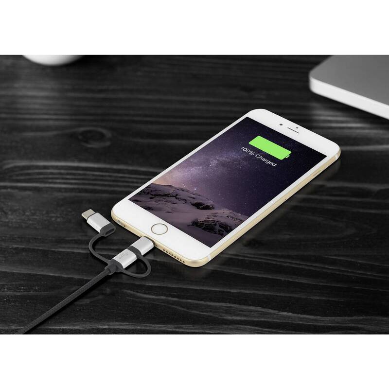 Renkforce USB-Kabel 3-in-1 USB-A USB-C Micro-B Apple Lightning 3m dunkelgrau - 4053199531509