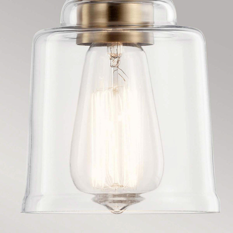 Kichler Pendelleuchte Hängeleuchte Aivian messing Stahl Glas transparent E27 LED - 5024005715511