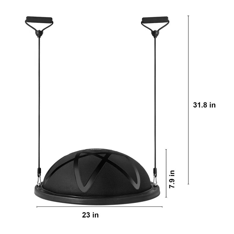 VEVOR Halb-Gymnastikball-Trainer Fitnessball 23 Zoll Stabilitätsball schwarz - 0197988388685