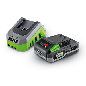 B-Ware LUX-TOOLS PowerSystem Starter-Set 20V 2Ah Akku Schnellladegerät 4-stufige