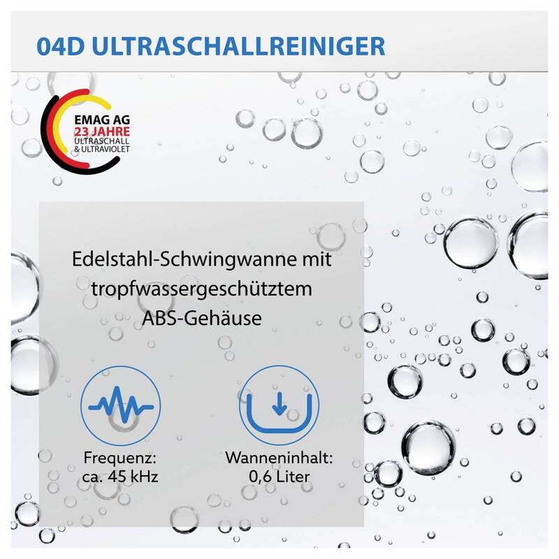 Emag Ultraschallreiniger 40W 0,6l Edelstahl Wanne Reinigung Schmuck Brillen - 4040513601123